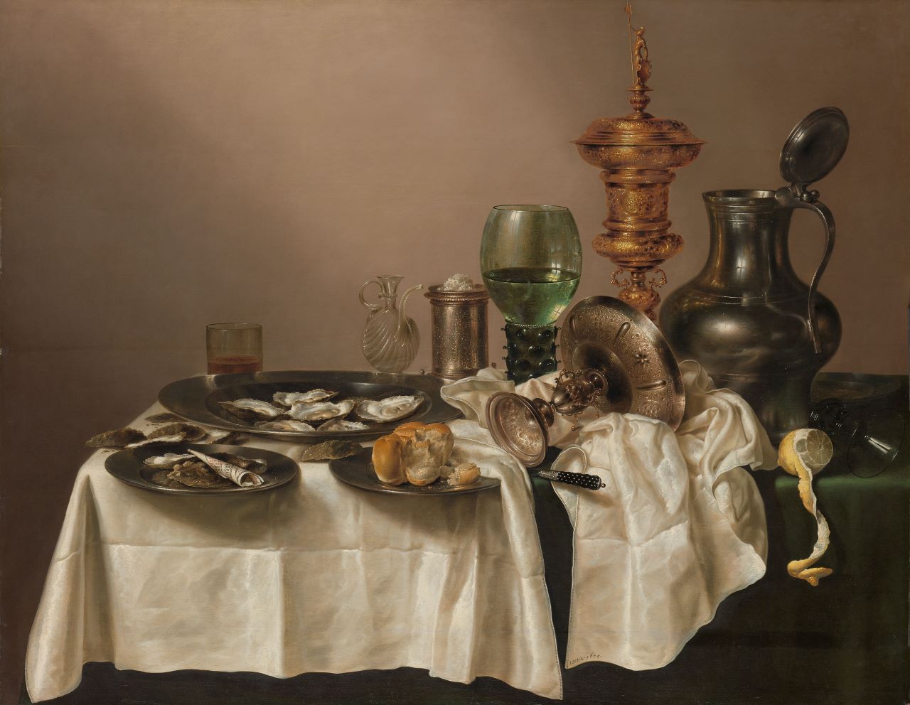 Willem Claesz. Heda, Dutch, Still Life with a Gilt Cup, 1635. Oil on panel. Purchased with the support of the Vereniging Rembrandt and the Rijksmuseum-Stichting, The Rijksmuseum, the Netherlands, SK-A-4830. 