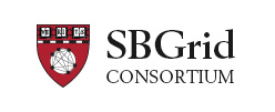 SBGrid logo: crimson Harvard shield with structural biologhy image and the words SBGrid Consortium