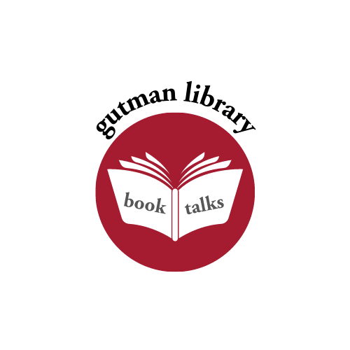 Gutman Library Book Talks logo (circle with book).
