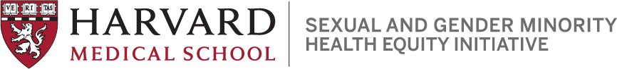 Image ID: Harvard Medical School shield logo with text Sexual and Gender Minority Health Equity Initiative