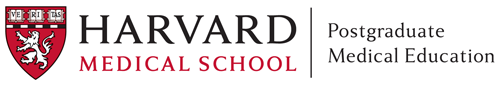 Harvard Medical School Postgraduate Medical Education logo with HMS shield to the left of the words. 