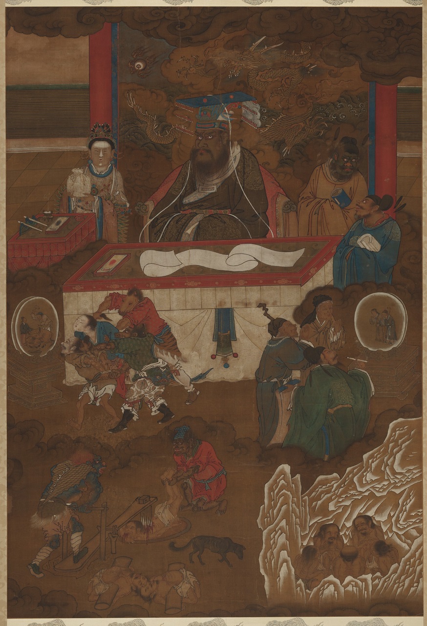 One of the Ten Kings of Hell; China; 15th-16th century; Hanging scroll, ink and colors on silk; H. 136.3 × W. 93.2 cm; Harvard Art Museums/Arthur M. Sackler Museum, 2002.57